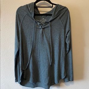 AE soft and sexy plush hooded long sleeve shirt